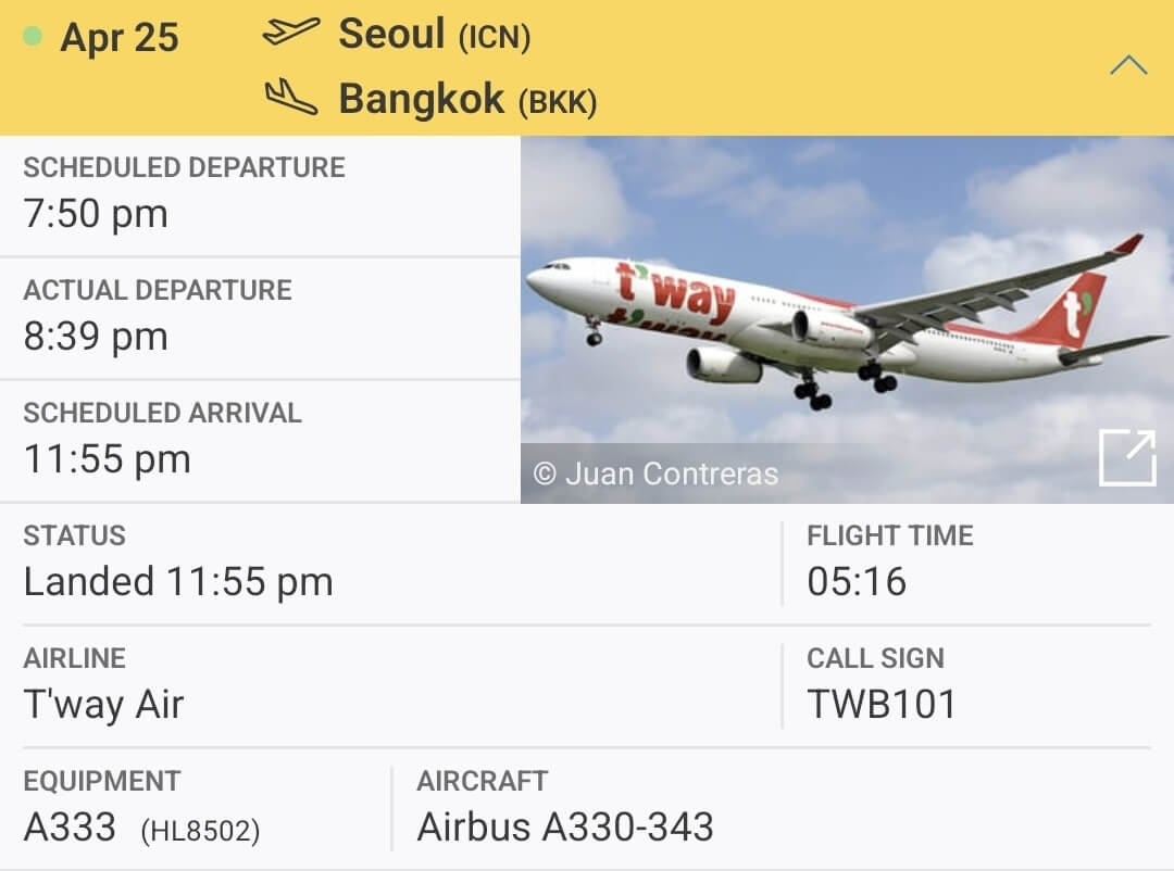 flight radar twb101편의 세부정보 사진