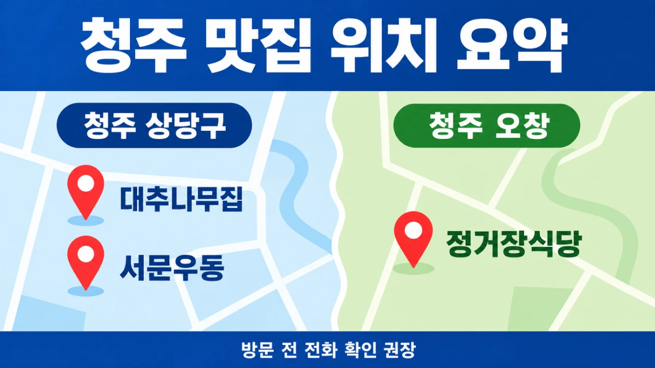 청주 상당구와 오창에 있는 대추나무집 서문우동 정거장식당 위치 요약 이미지