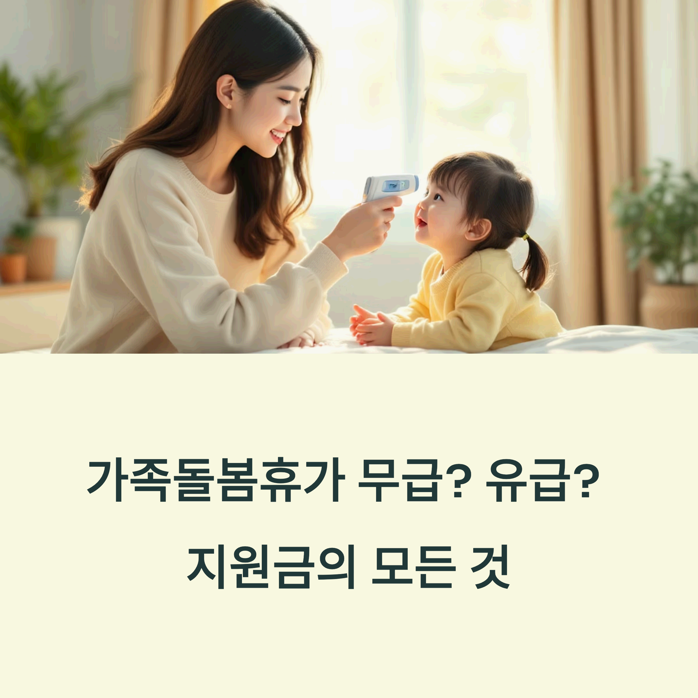 korean parent checking temperature of sick child at home