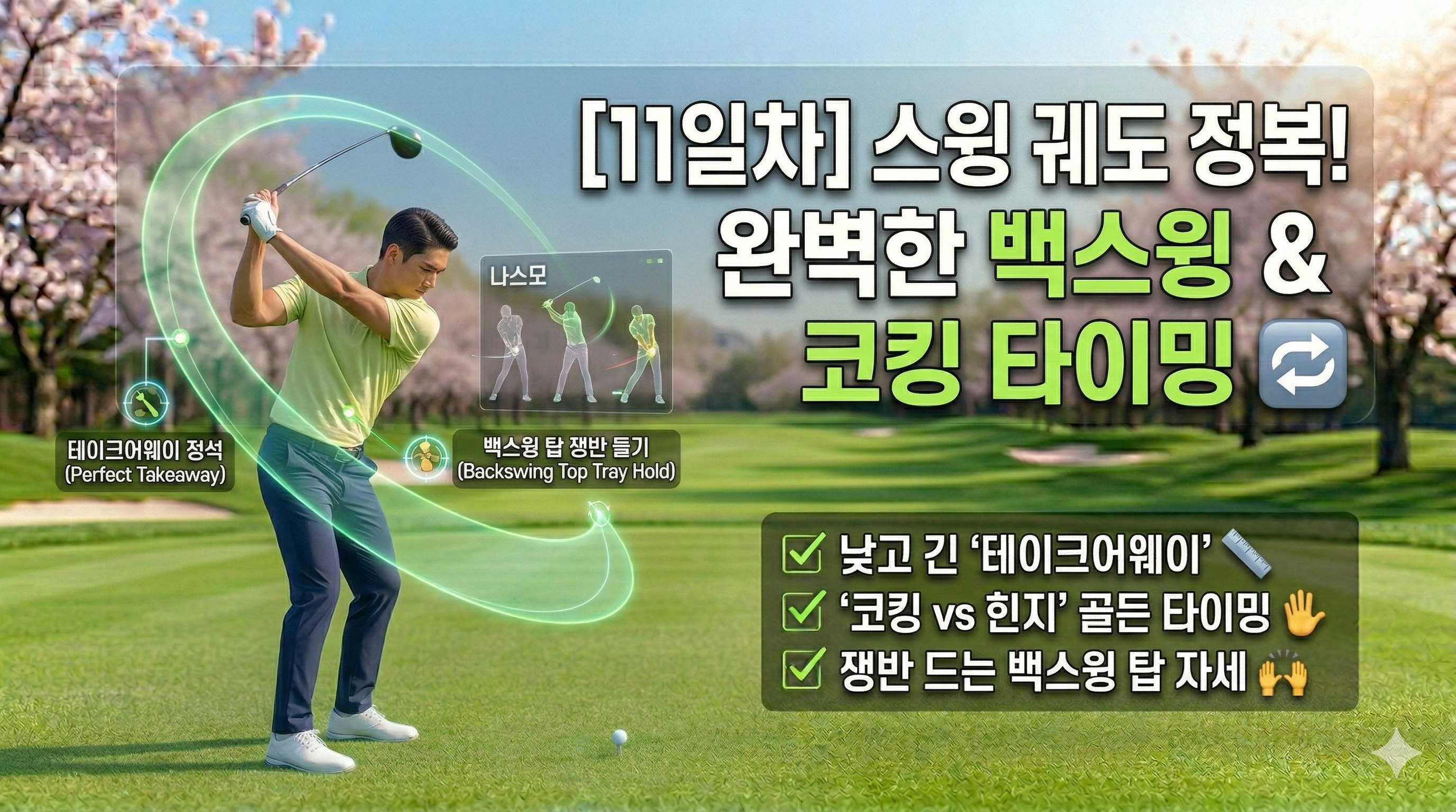 [11일차] 스윙의 궤도가 거리를 바꾼다! 올바른 백스윙 &amp; 코킹 궤도 🔄
