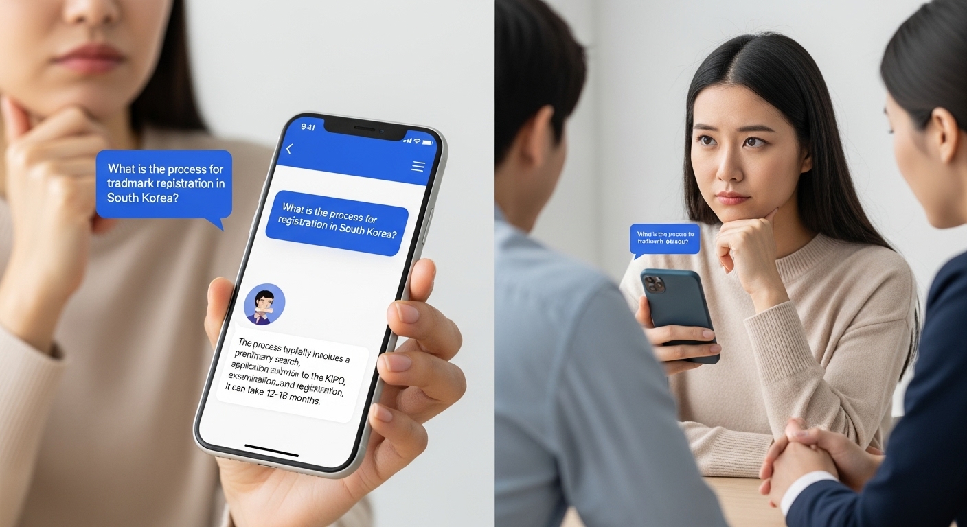 AI챗봇 인터페이스에서 법률 상담을 받는 고객