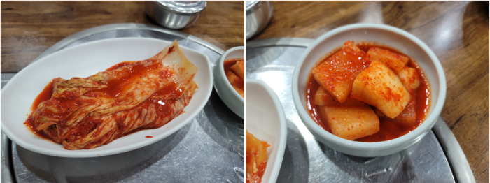 국내산 김치와 깍두기