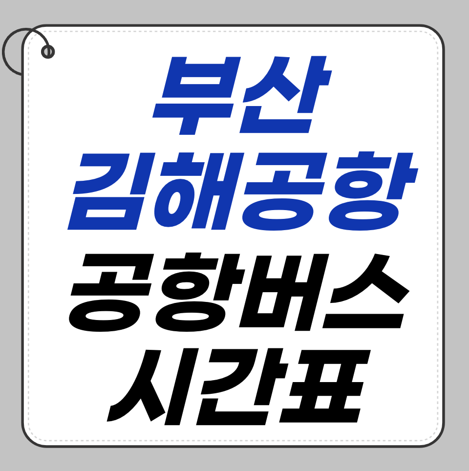 부산에서 김해공항 가는 가장 빠른 방법 공항버스 시간표