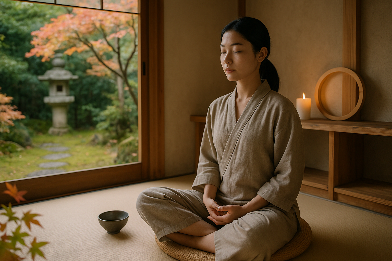 일본 정원 속 명상