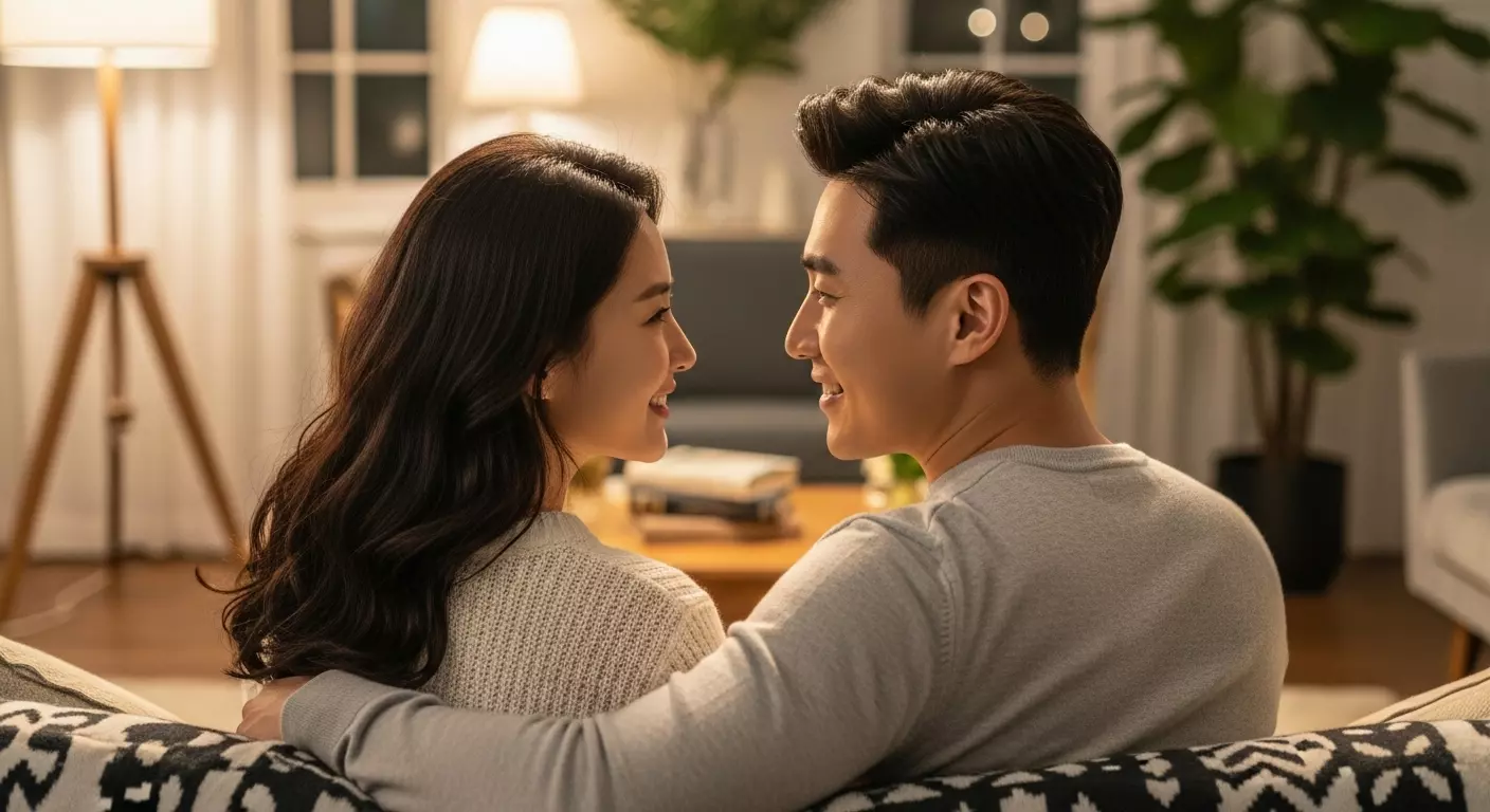 부부가 서로 마주하고 대화하고 있는 장면