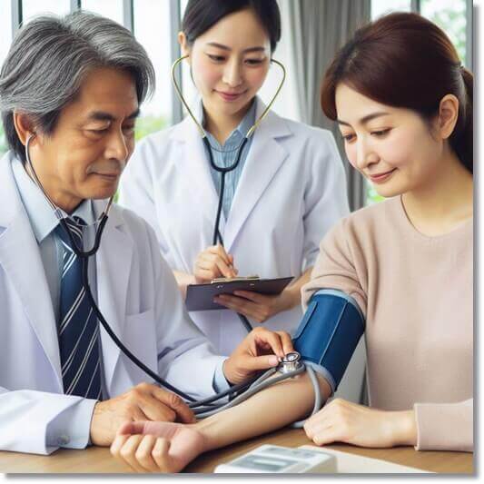 혈압이 높은 순환기 장애 중년 여성