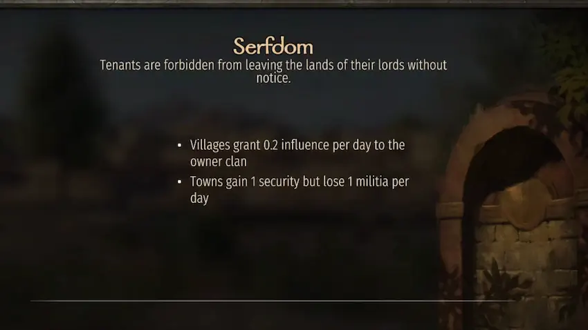 마운트 앤 블레이드 2 배너로드 왕국 정책