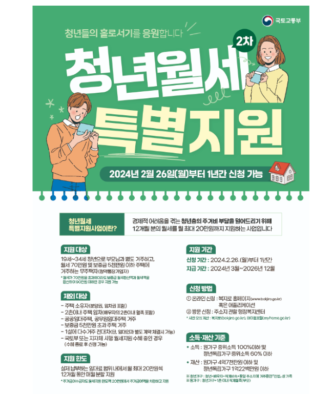 2차 청년월세 특별지원 신청하세요 지원 대상 및 신청