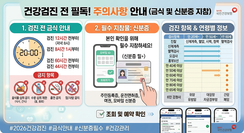 검진 전 금식 및 신분증 지참 안내 주의사항