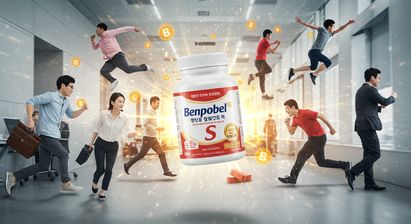 비타민 B로 활력을 얻은 사람들을 표현한 그림