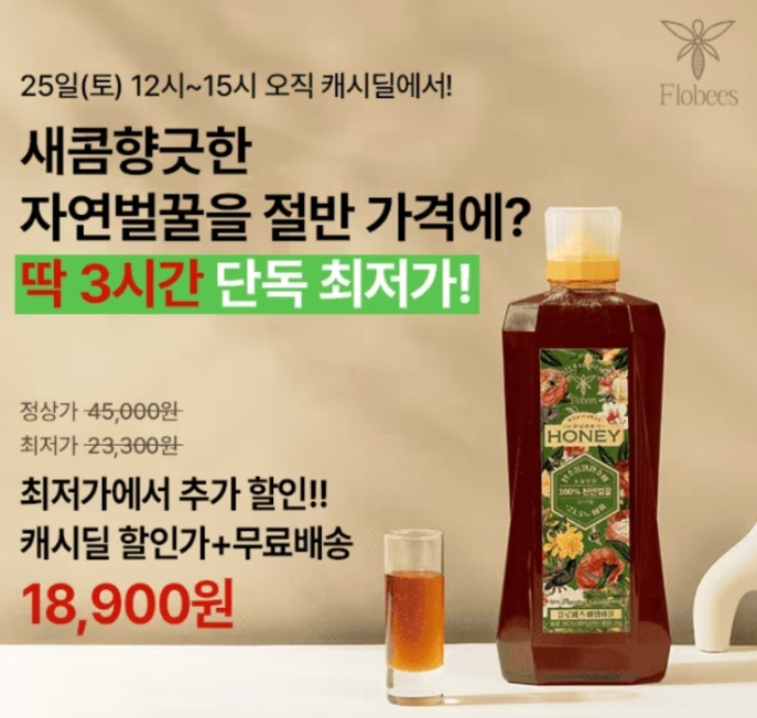 캐시딜 100% 천연 야생화꿀 2kg 역대급 할인 캐시워크 1월 25일 정답