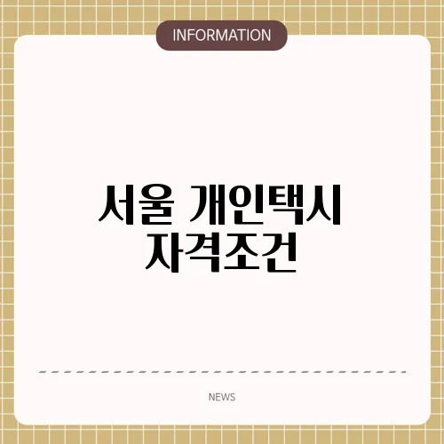 서울 개인택시 자격조건