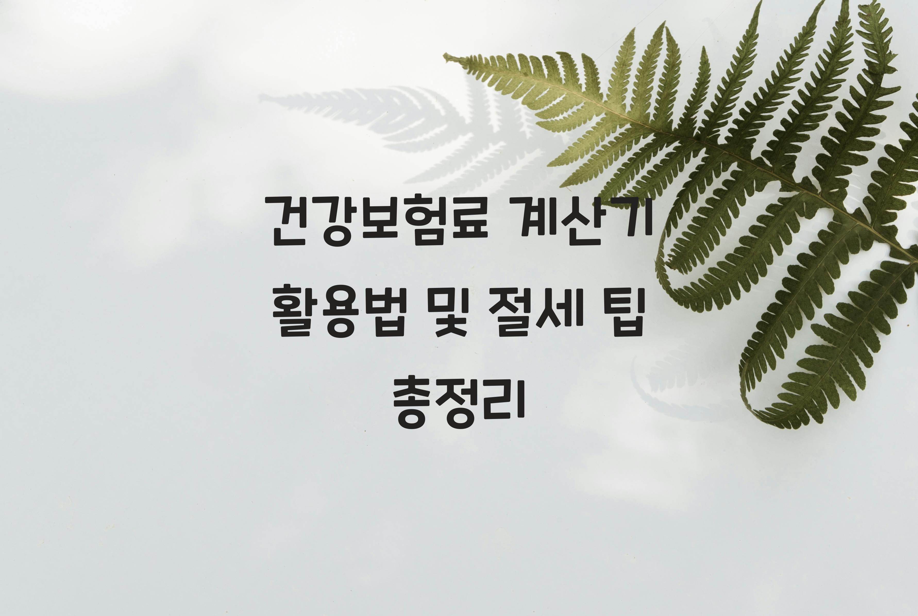 건강보험료 계산기