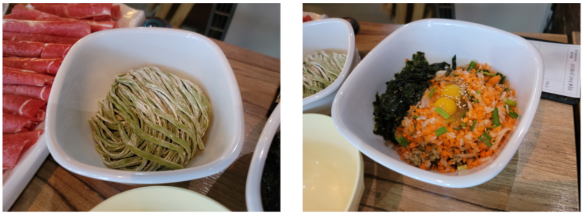 샤브용 뽕잎칼국수와 볶음밥