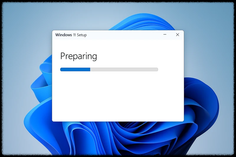 윈도우11 설치 준비 진행 바가 표시된 화면