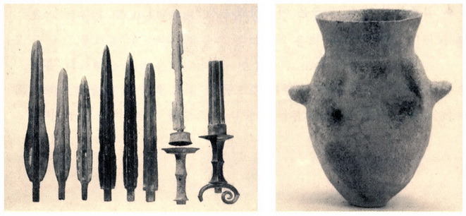 청동검(좌)과 민무늬 토기(우)