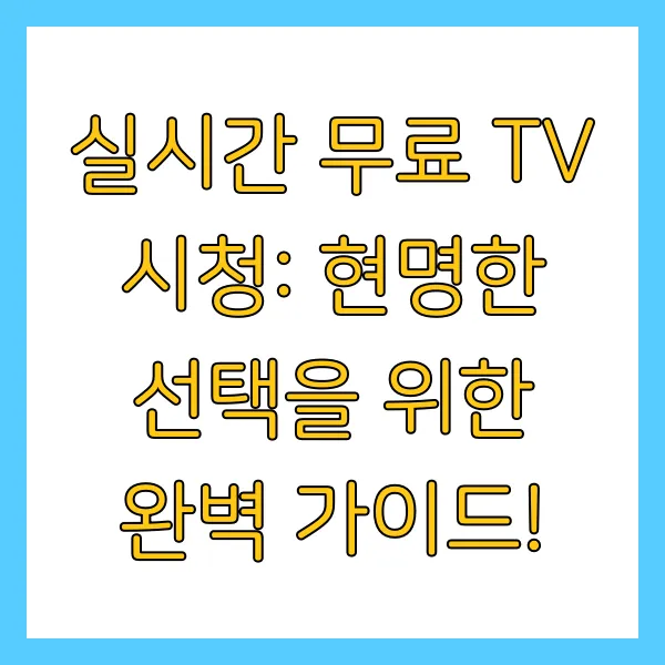 실시간 무료 TV 시청 완벽 가이드, 2025년 최신 정보 & 합법적인 시청 꿀팁 대방출!