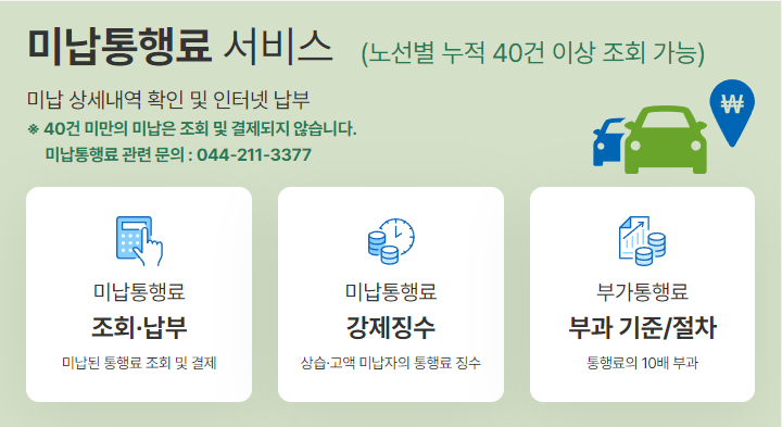 민자고속도로 통행료 미납 조회 및 납부