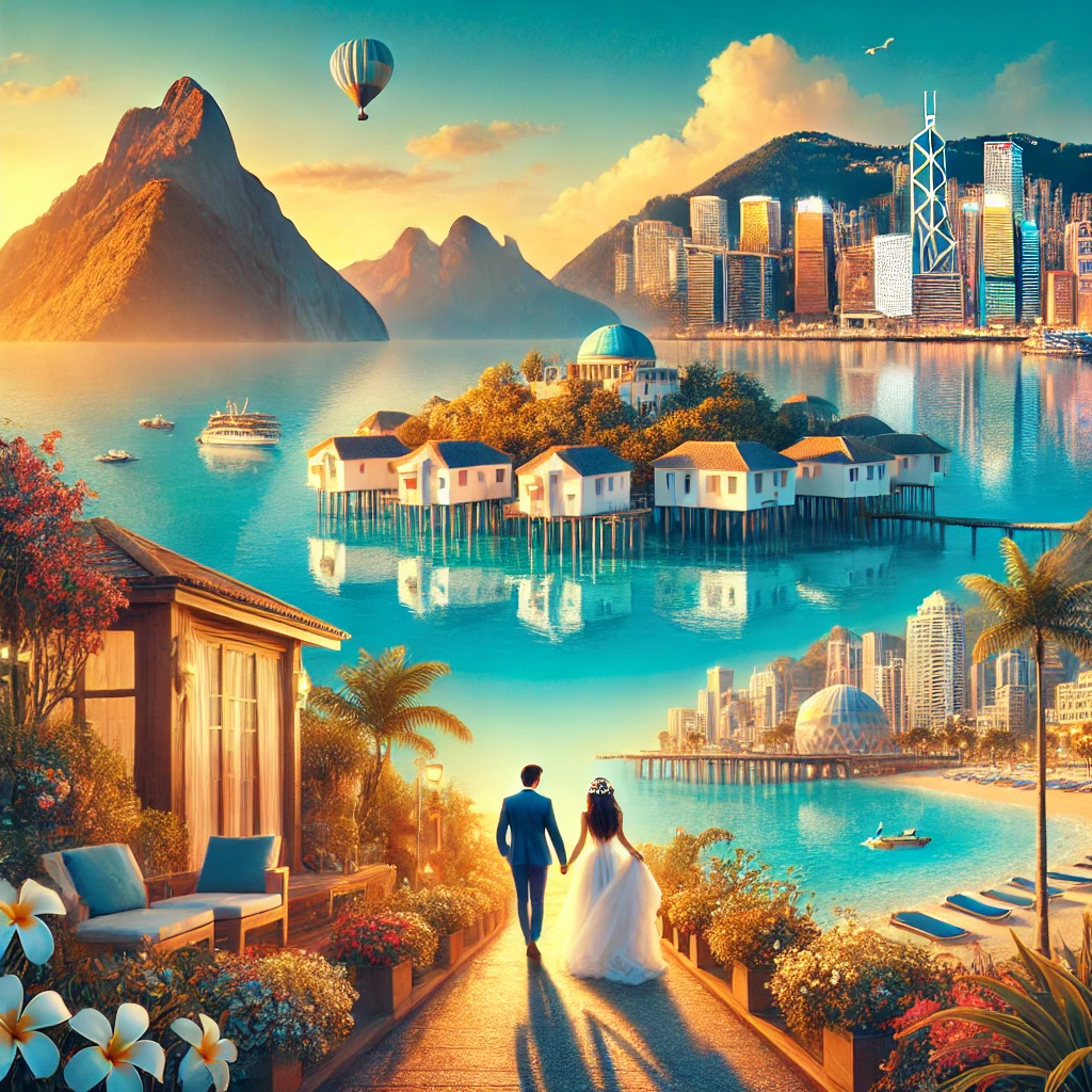 신혼여행지 추천 합성 이미지