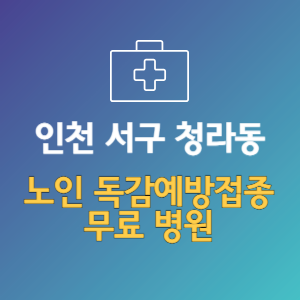 인천 서구 청라동 노인 독감예방접종 무료 병원 (인플루엔자 무료 접종 대상 날짜)