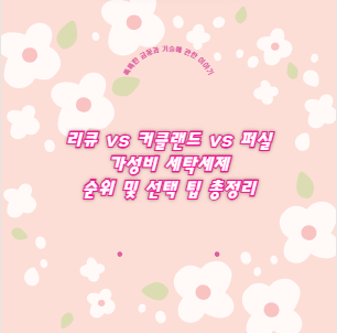 리큐 vs 커클랜드 vs 퍼실 가성비 세탁세제 순위 및 선택 팁 총정리