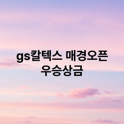 gs칼텍스 매경오픈 우승상금