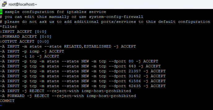 iptables 편집창 이미지