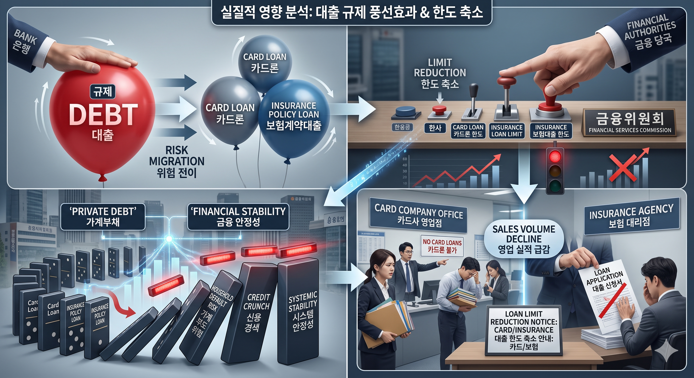 은행 대출 규제 풍선효과로 급증한 카드론과 보험계약대출 한도 축소가 금융 시장과 영업 현장에 미치는 실질적인 영향