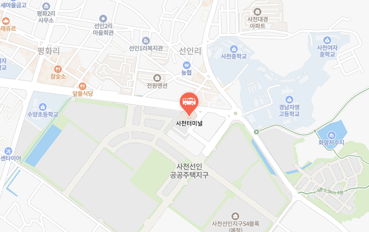 사천터미널 위치-지도