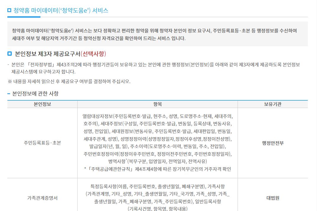 청약도움e 신청 여부 확인