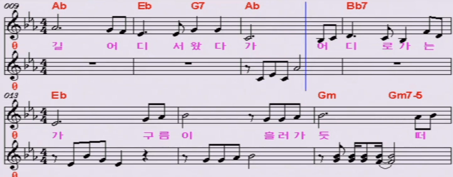 최희준 하숙생 악보