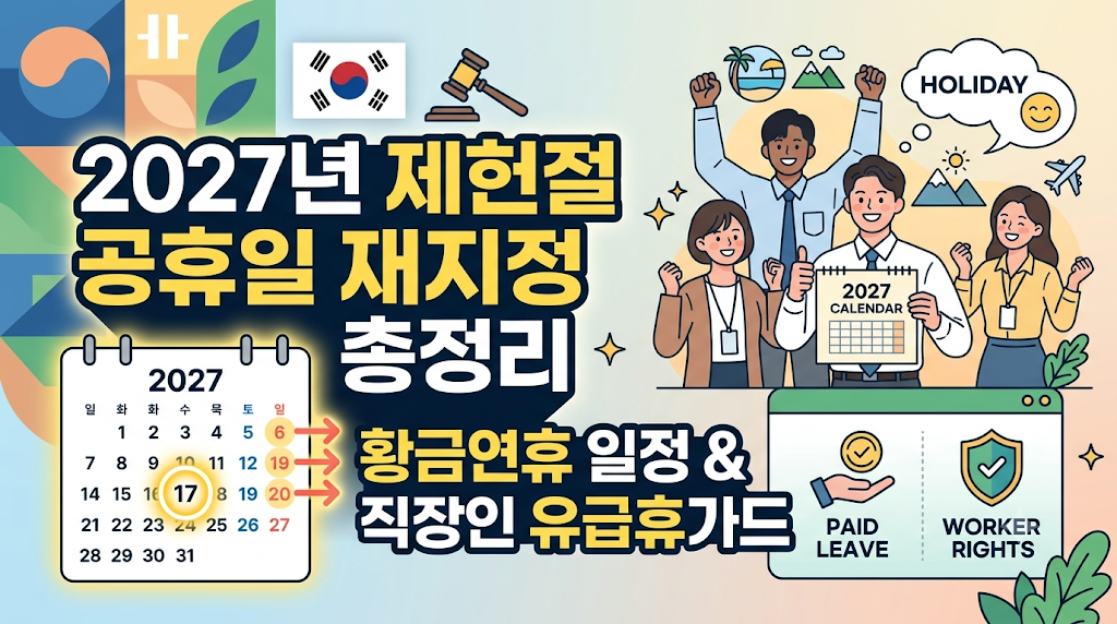 2027년 제헌절 공휴일 재지정 총정리: 황금연휴 일정 및 직장인 유급휴일 가이드