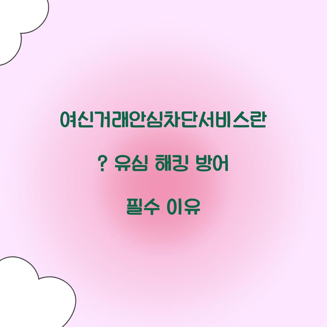 여신거래안심차단서비스란? 유심 해킹 방어에 효과적인 이유
