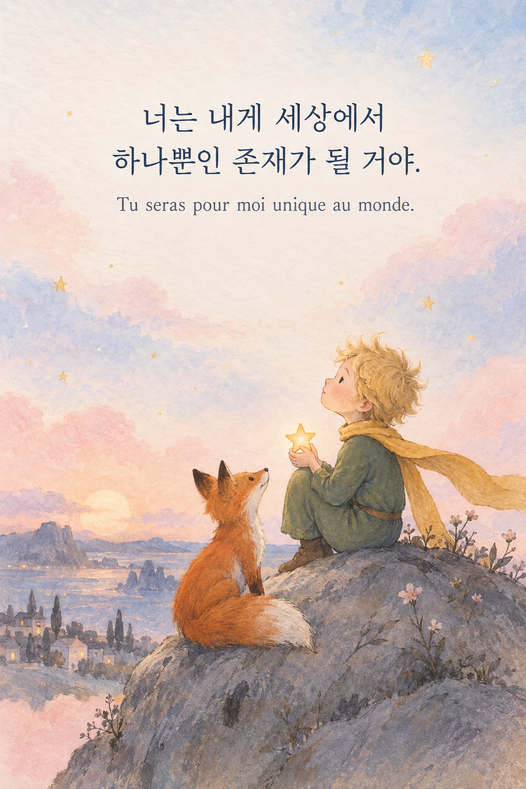 너는 내게 세상에서 하나뿐인 존재가 될 거야. 프랑스어 원문과 함께 담은 어린 왕자 그림 이미지