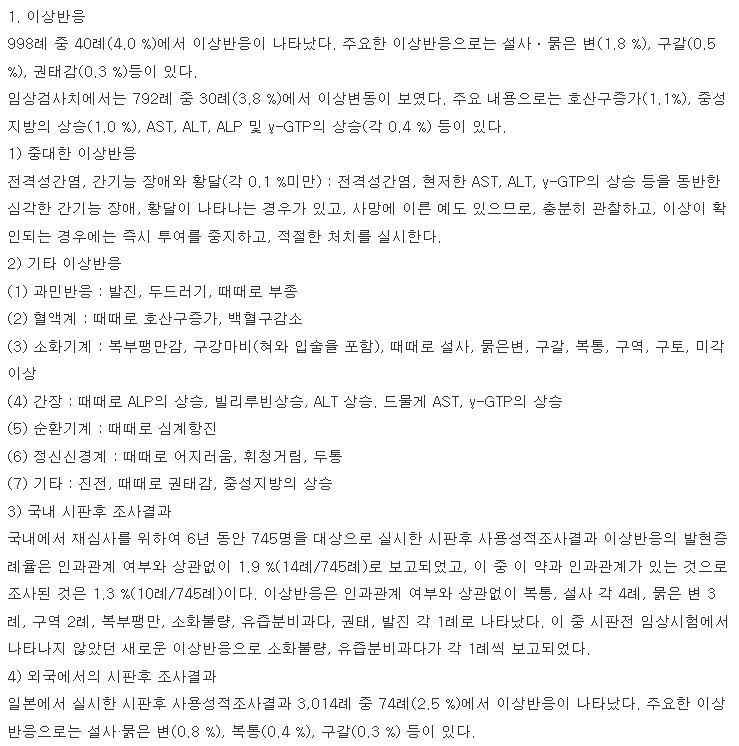 가스모틴정5mg 복용 주의사항