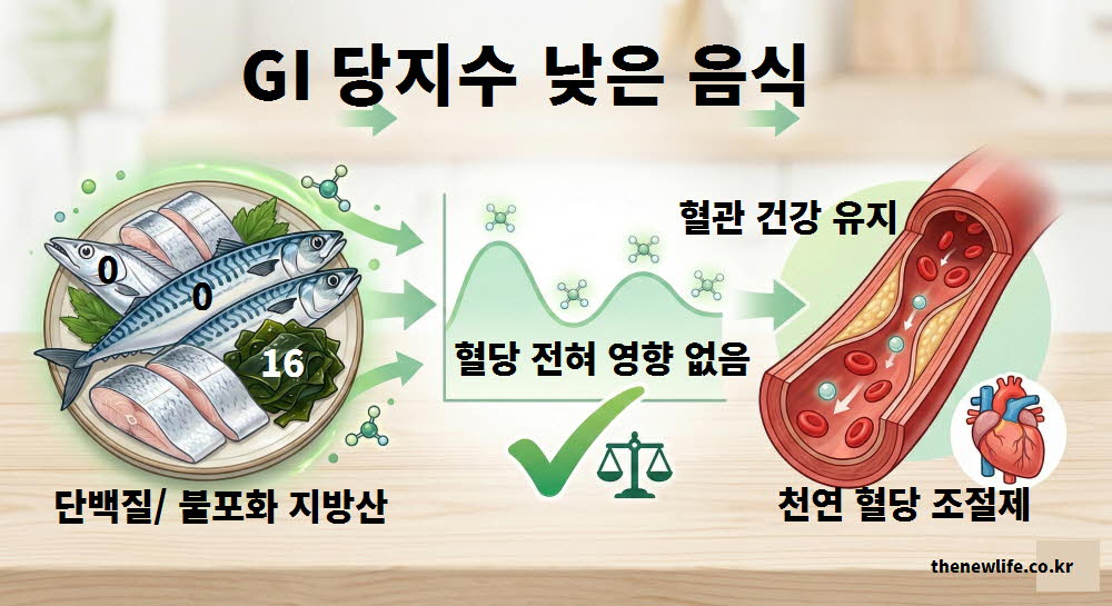 당질이 거의 없어 수치가 0에 수렴하는 최상위 건강 식품인 GI 당지수 낮은 음식 생선 해조류