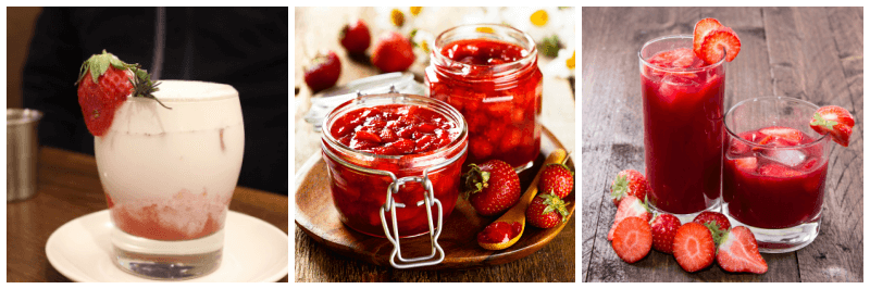 딸기라떼, 딸기청, 딸기주스 사진