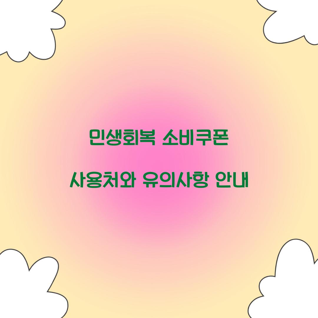 민생회복 소비쿠폰