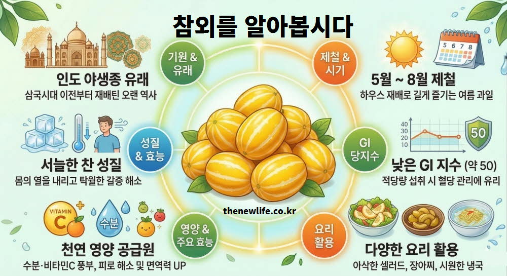 참외 효능을 이해하기 위해 참외의 유래와 기원 그리고 성질을 설명하는 이미지