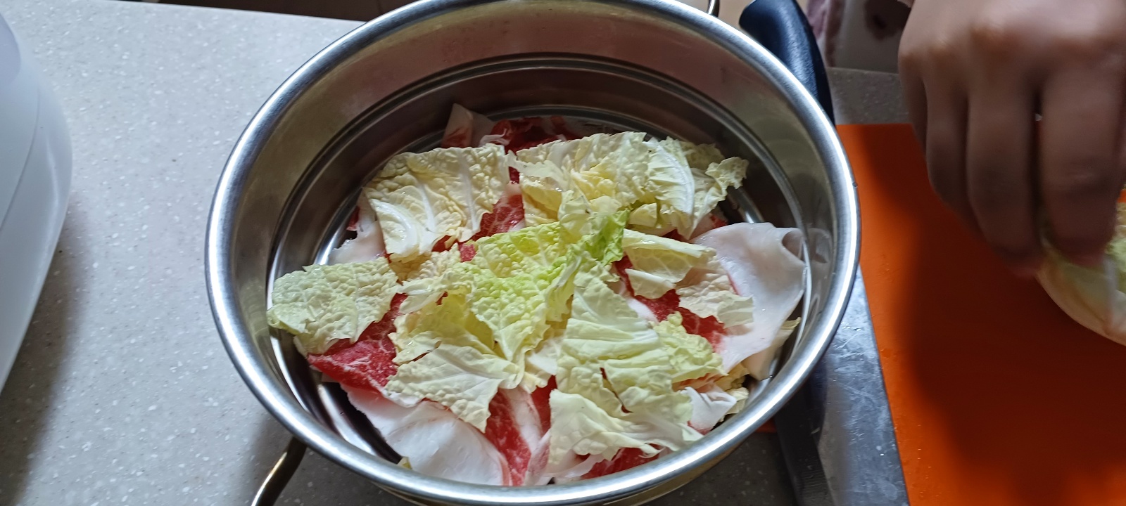 배추와 고기 쌓기1