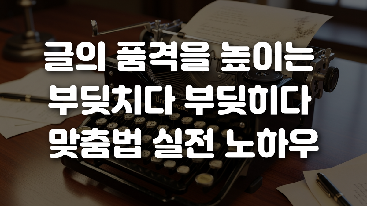 글의 품격을 높이는 부딪치다 부딪히다 맞춤법 실전 노하우