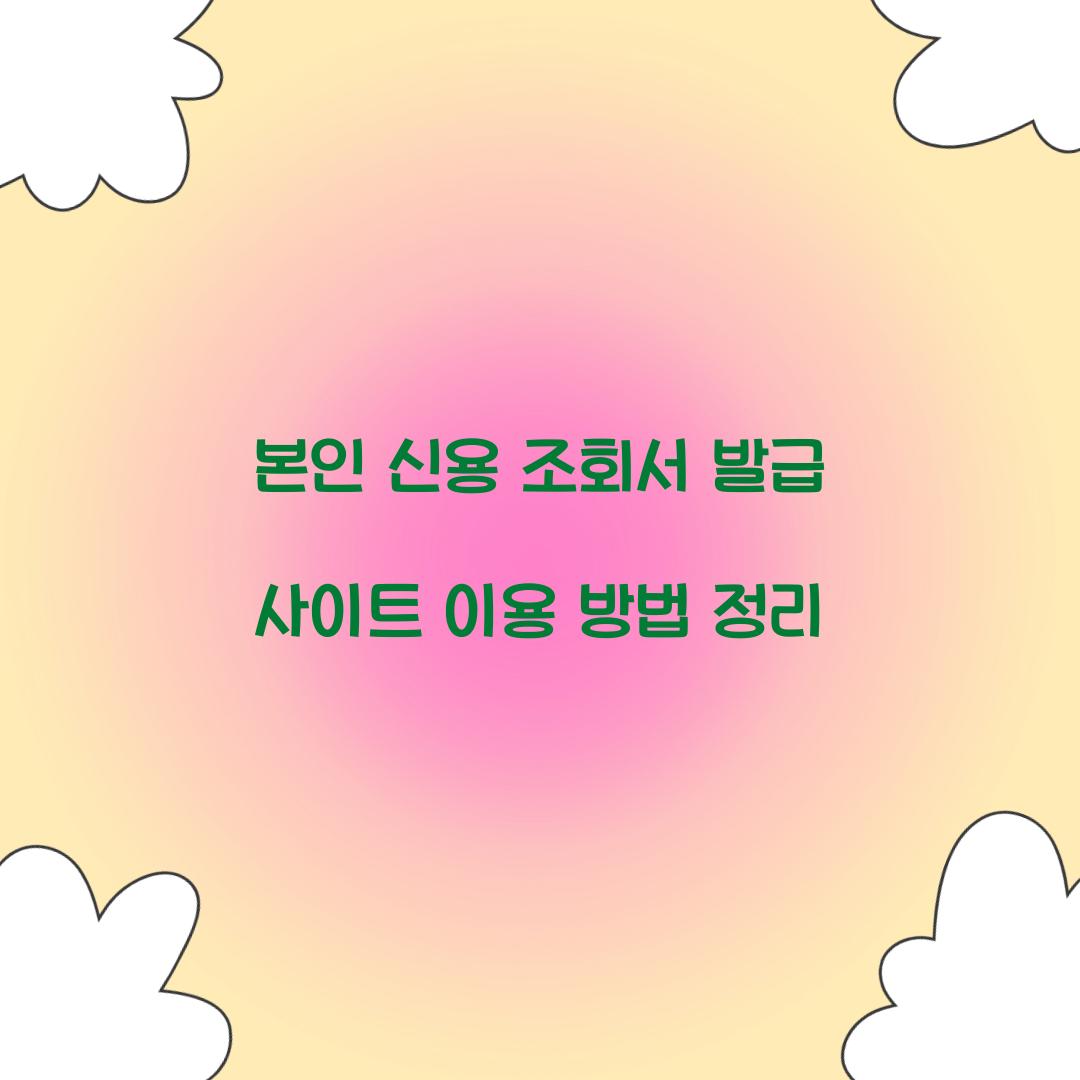 본인 신용 조회서 발급 사이트