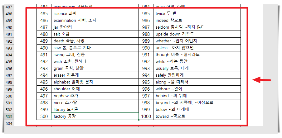 영어 단어 뒷면 자료