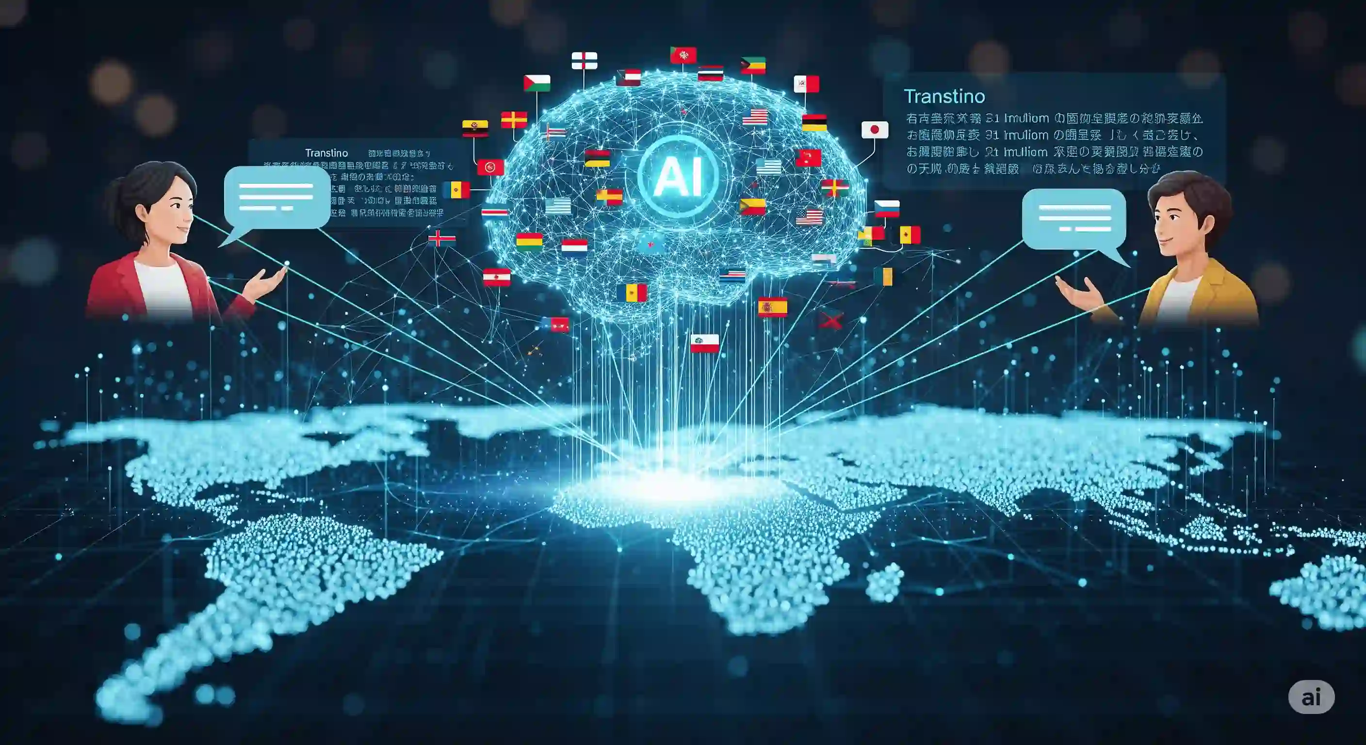 <img src="ai_translation_connectivity.webp" alt="AI 번역 기술이 언어 장벽을 극복하는 과정을 시각화한 이미지입니다.">