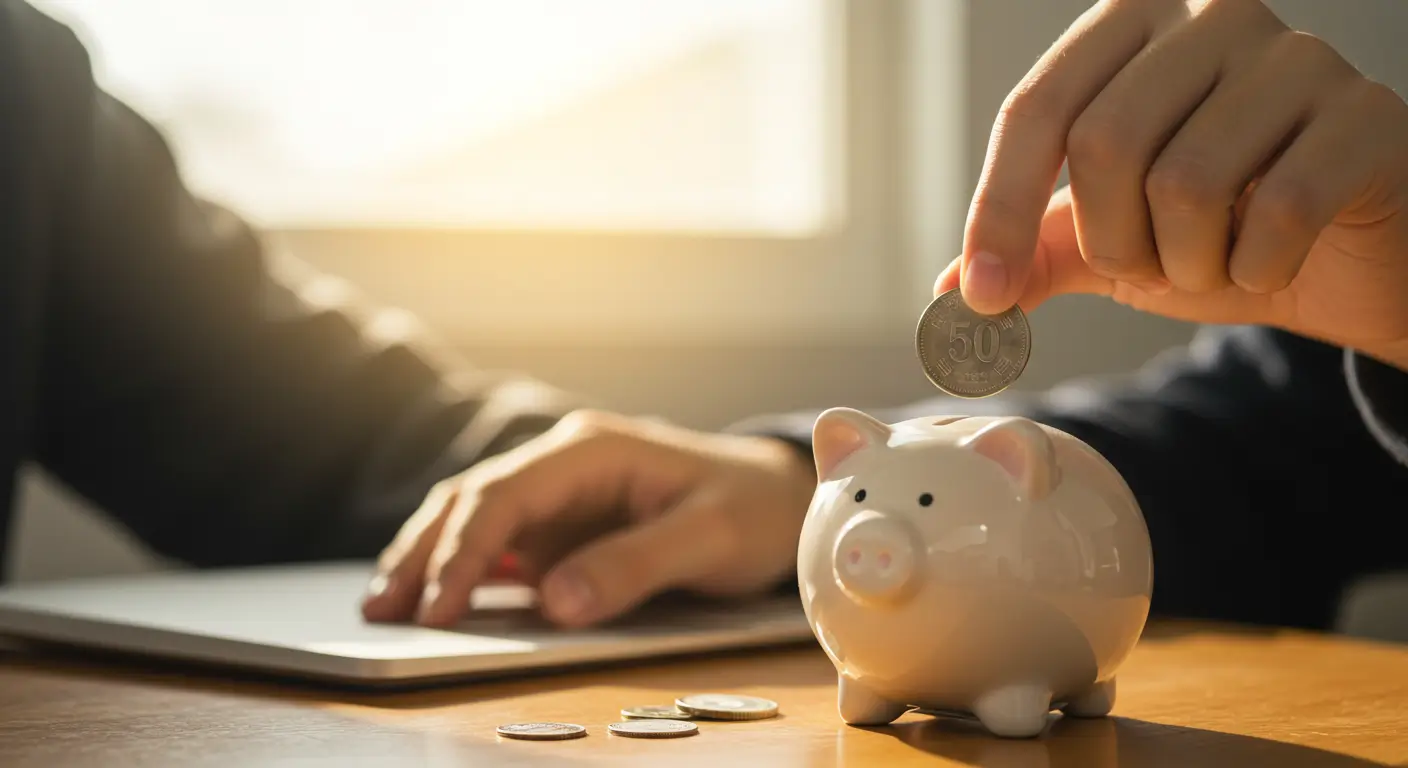 사회초년생이 종잣돈 1000만원을 모으기 위해 저축하는 모습