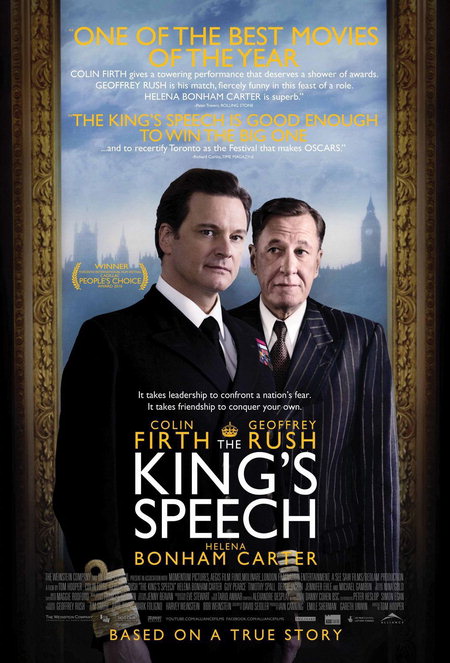 실화를 배경으로한 영화 KING'S SPEECH의 COLIN FIRTH와 GEOFREY RUSH의 모습을 담은 영화 포스터