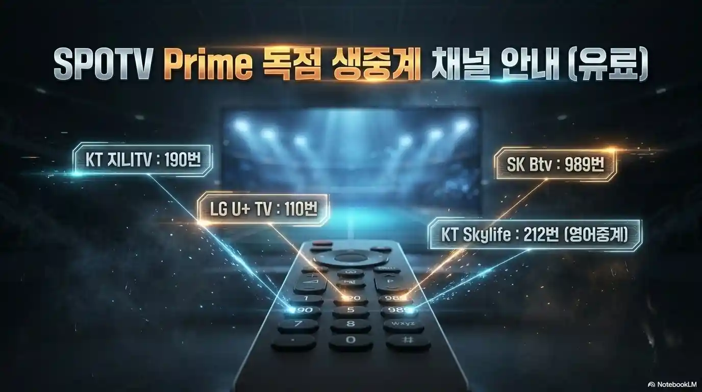 SPOTV Prime 싱가포르 오픈 생중계 채널 번호 - KT 지니TV 190번 SK Btv 989번 LG U+ TV 110번