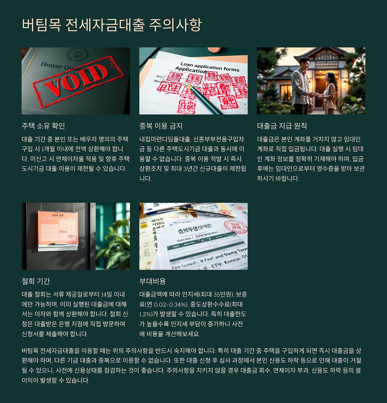 버팀목 전세대출 주의사항