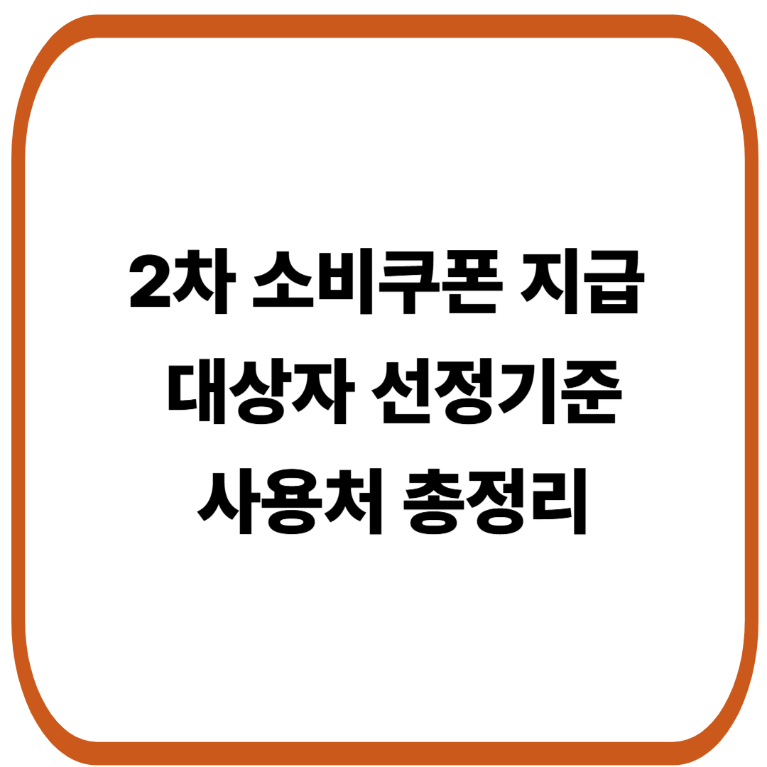 2차 정부지원 민생회복 소비쿠폰 지급 대상자 선정기준과 사용처 총정리