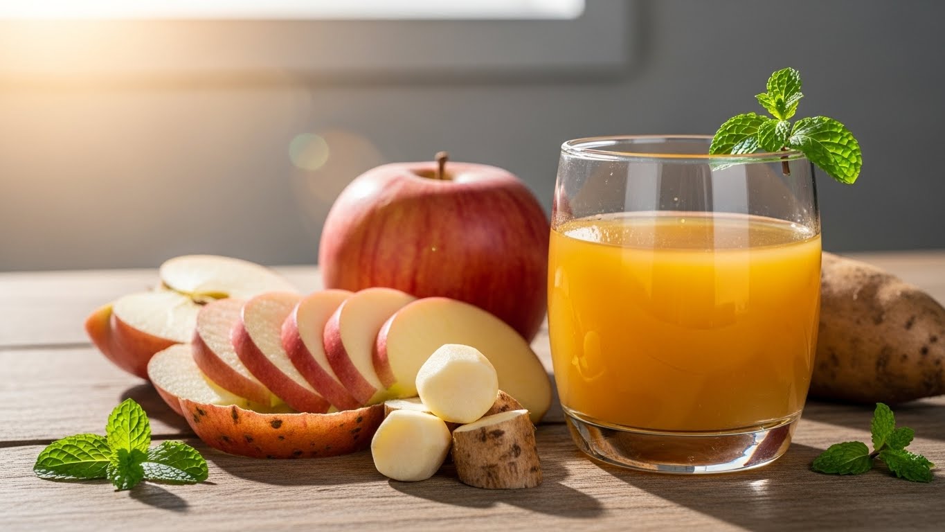 맛있게 갈아 만든 '마 사과 주스'